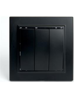 Выключатель электрический 3-клавишный, серия Эрна, PSW10-9007-03, черный