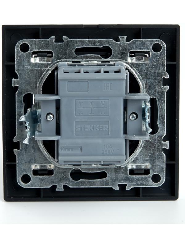 Выключатель электрический 3-клавишный, серия Эрна, PSW10-9007-03, черный