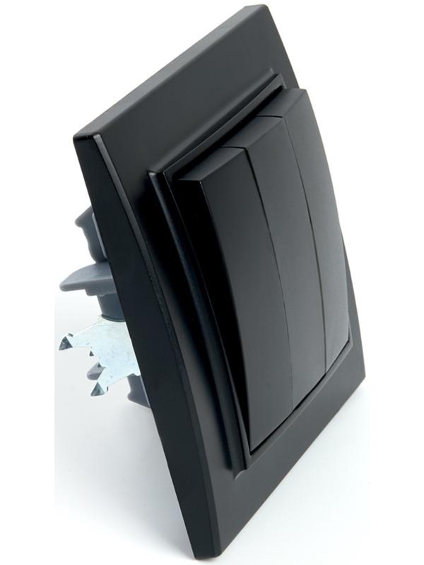 Выключатель электрический 3-клавишный, серия Эрна, PSW10-9007-03, черный