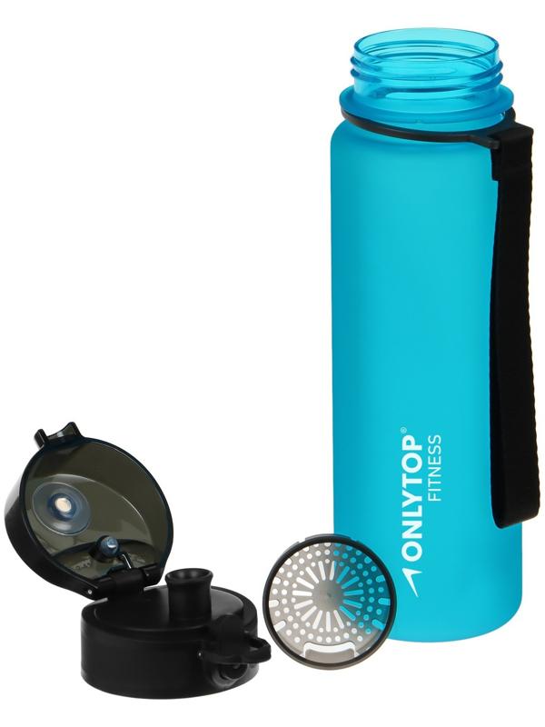 Бутылка спортивная для воды ONLYTOP Fitness, 500 мл, цвет голубой