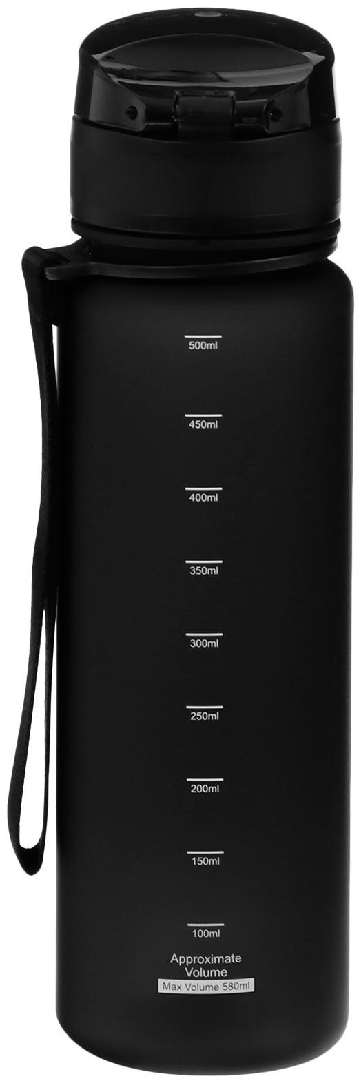 Бутылка спортивная для воды ONLYTOP, 500 мл, цвет чёрный