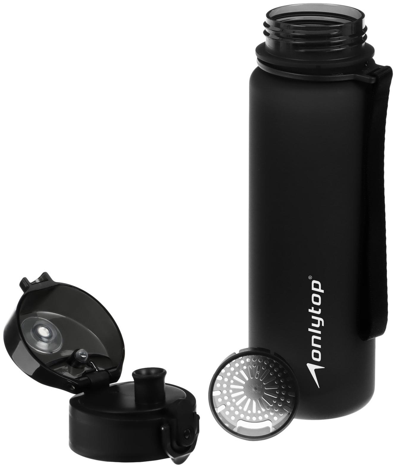 Бутылка спортивная для воды ONLYTOP, 500 мл, цвет чёрный