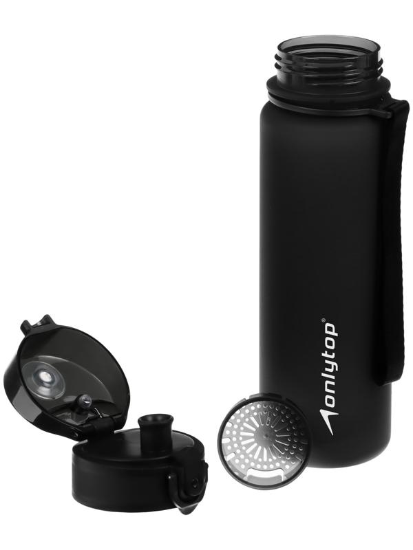 Бутылка спортивная для воды ONLYTOP, 500 мл, цвет чёрный