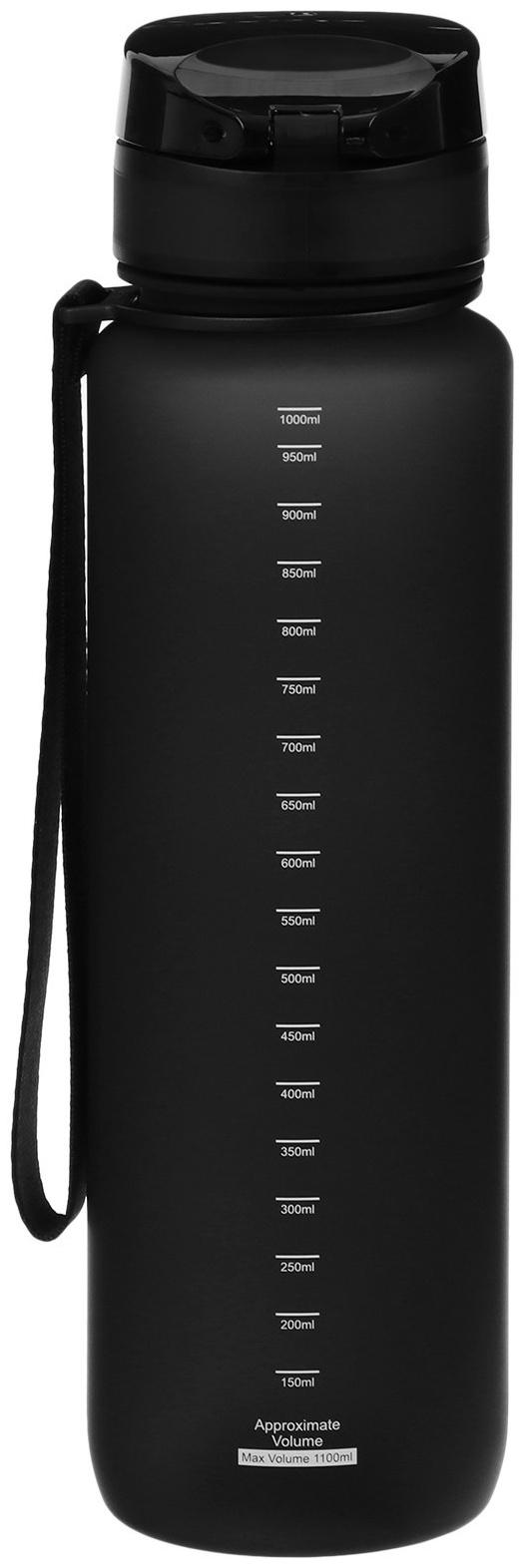 Бутылка спортивная для воды ONLYTOP, 1000 мл, цвет чёрный