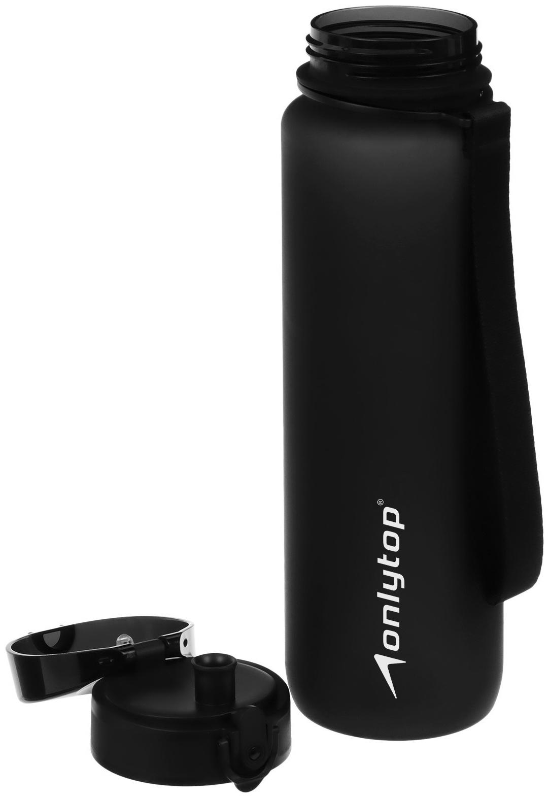 Бутылка спортивная для воды ONLYTOP, 1000 мл, цвет чёрный