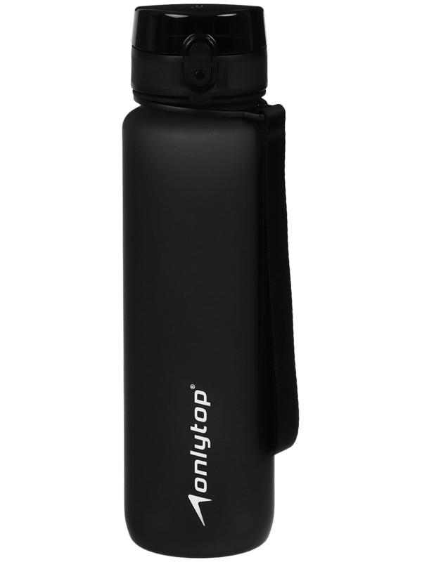 Бутылка спортивная для воды ONLYTOP, 1000 мл, цвет чёрный
