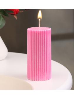 Свеча-цилиндр с гранями,5х10 см, пальмовый воск, малиновая, 6 ч