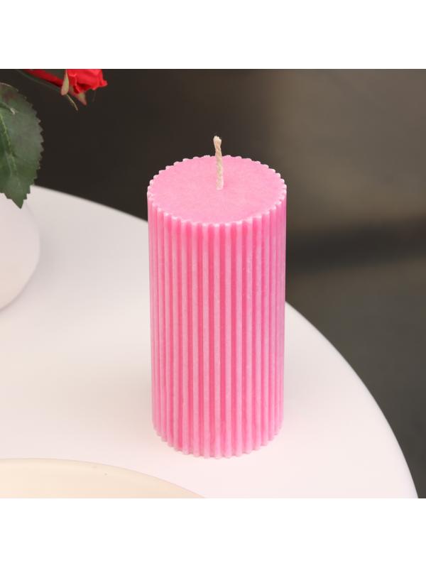 Свеча-цилиндр с гранями,5х10 см, пальмовый воск, малиновая, 6 ч