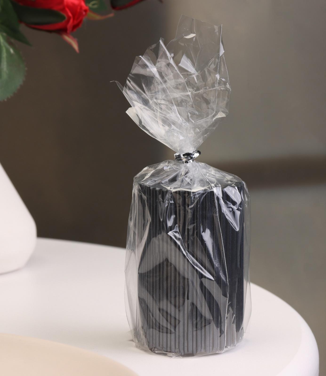 Свеча-цилиндр с гранями,5х7,5 см, пальмовый воск, мокрый асфальт, 6 ч