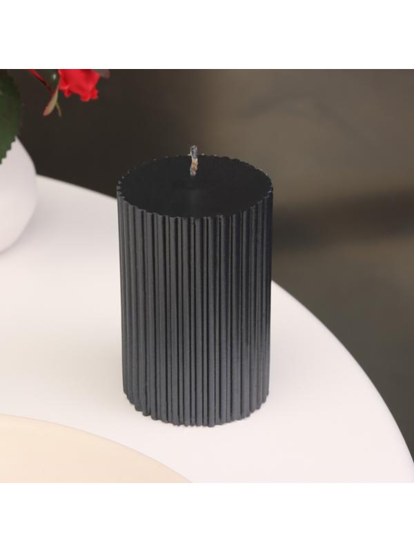 Свеча-цилиндр с гранями,5х7,5 см, пальмовый воск, мокрый асфальт, 6 ч