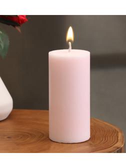 Свеча-цилиндр гладкая,5х10 см, пальмовый воск, светло-розовая, 6 ч