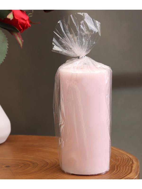 Свеча-цилиндр гладкая,5х10 см, пальмовый воск, светло-розовая, 6 ч