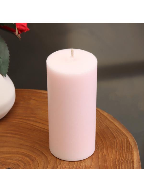 Свеча-цилиндр гладкая,5х10 см, пальмовый воск, светло-розовая, 6 ч