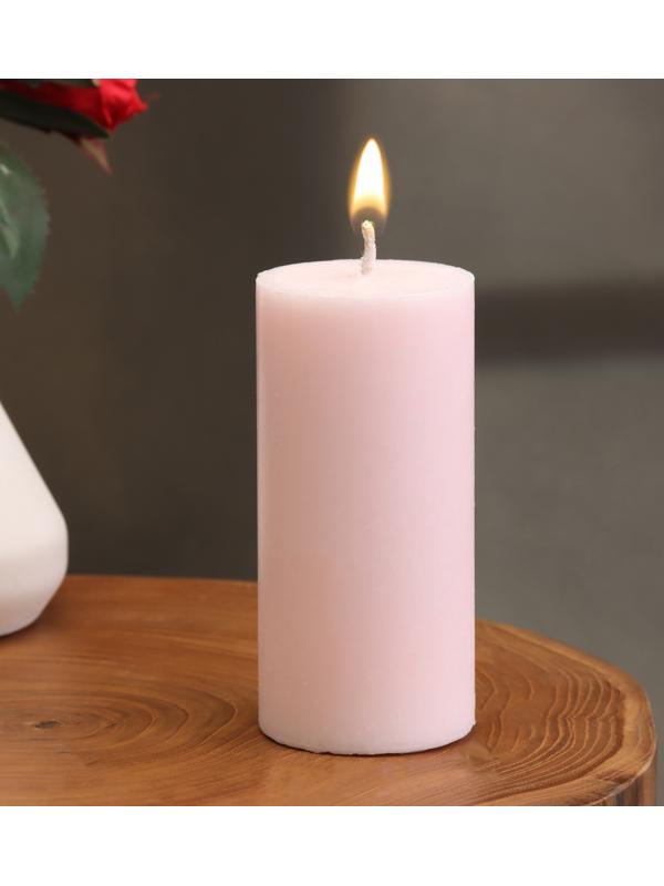Свеча-цилиндр гладкая,5х10 см, пальмовый воск, светло-розовая, 6 ч