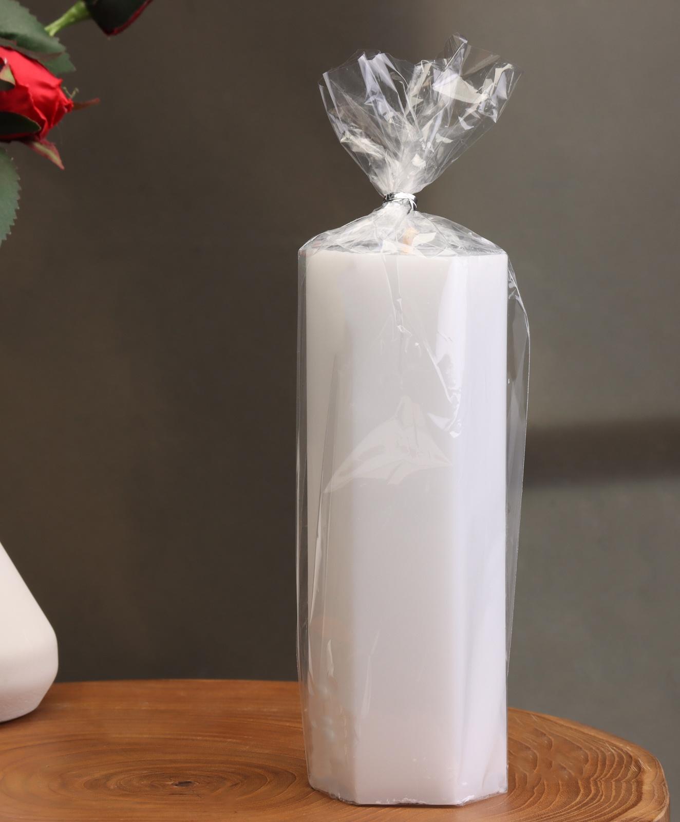 Свеча-призма гладкая, 5,5х15 см, пальмовый воск, белая