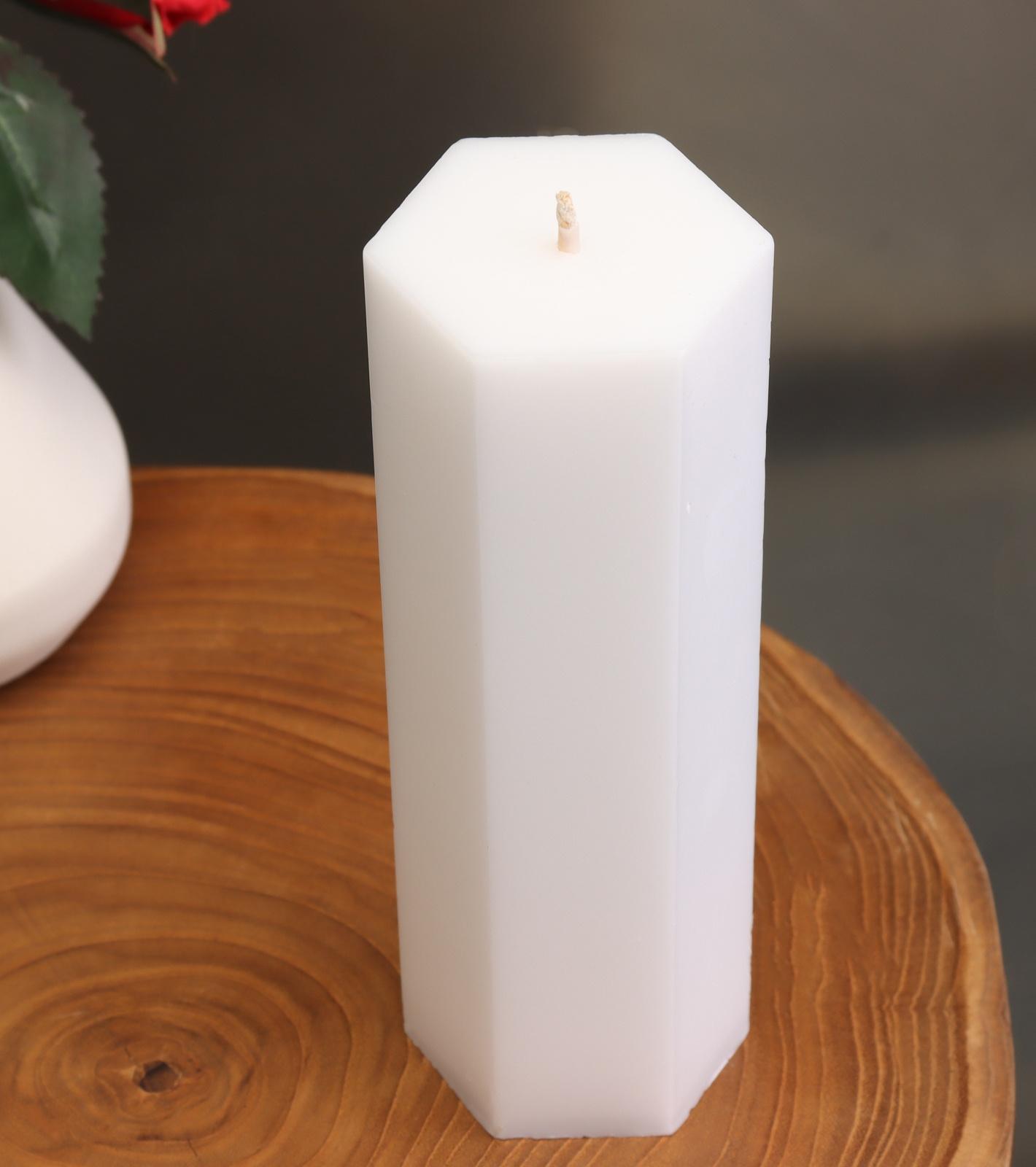 Свеча-призма гладкая, 5,5х15 см, пальмовый воск, белая