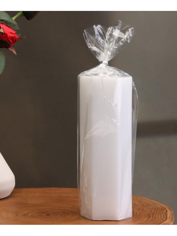 Свеча-призма гладкая, 5,5х15 см, пальмовый воск, белая