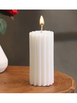 Свеча-цилиндр с ребрами, 5х10см., пальмовый воск, белая