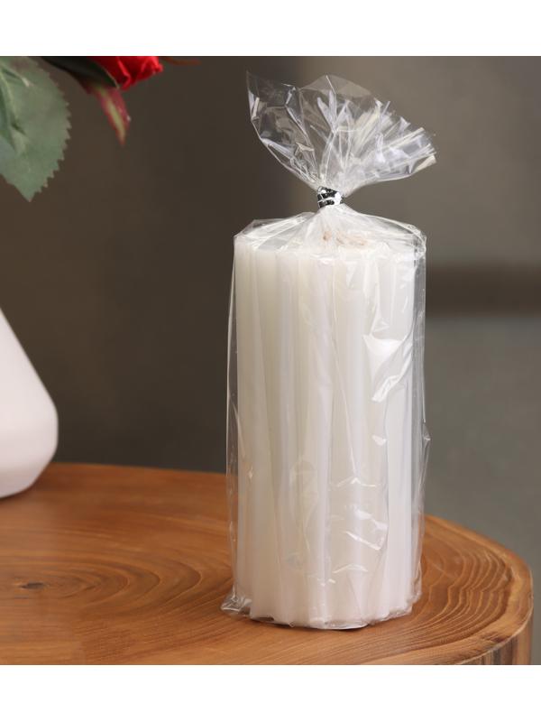 Свеча-цилиндр с ребрами, 5х10см., пальмовый воск, белая