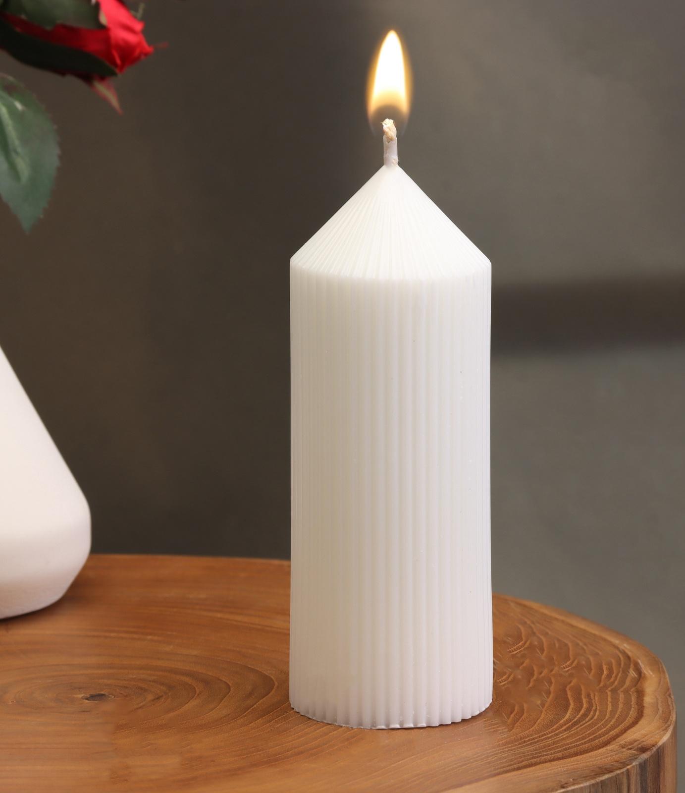 Свеча-цилиндр с гранями, 5х13 см, пальмовый воск, белая, 10 ч