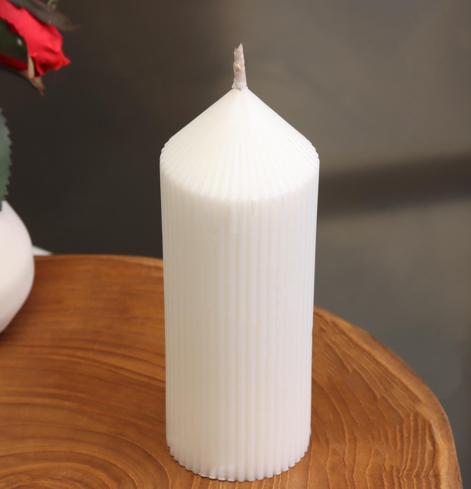 Свеча-цилиндр с гранями, 5х13 см, пальмовый воск, белая, 10 ч