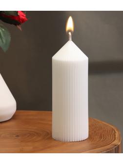 Свеча-цилиндр с гранями, 5х13 см, пальмовый воск, белая, 10 ч