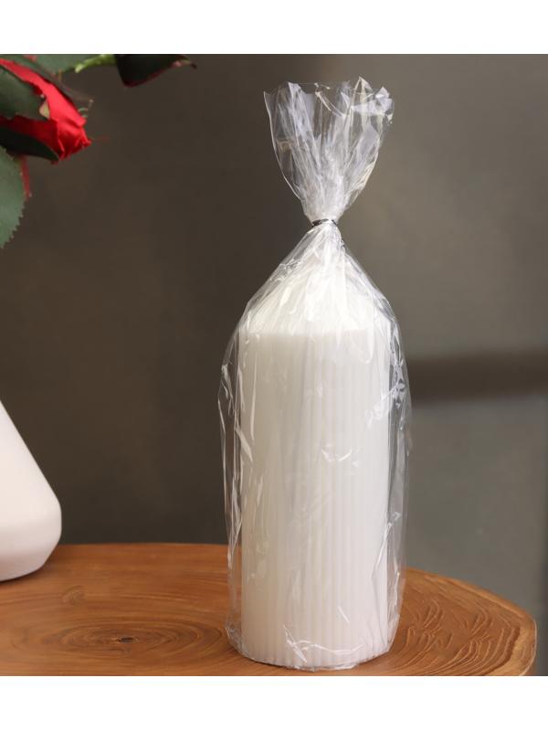 Свеча-цилиндр с гранями, 5х13 см, пальмовый воск, белая, 10 ч