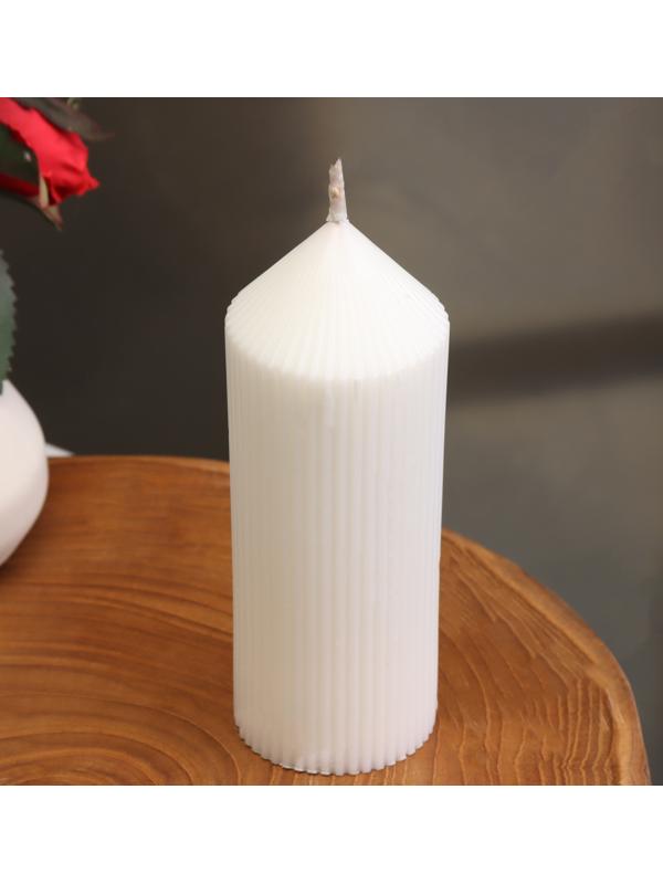 Свеча-цилиндр с гранями, 5х13 см, пальмовый воск, белая, 10 ч