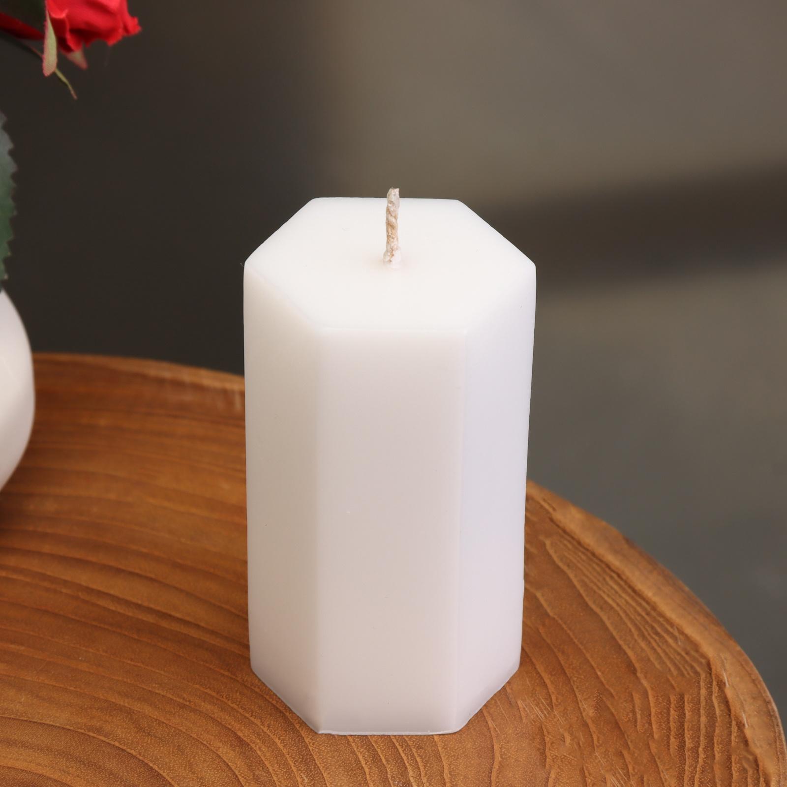 Свеча-призма гладкая, 4,5х7,5 см, пальмовый воск, белая