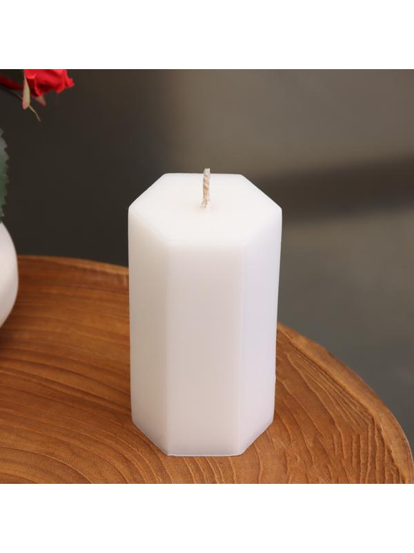 Свеча-призма гладкая, 4,5х7,5 см, пальмовый воск, белая