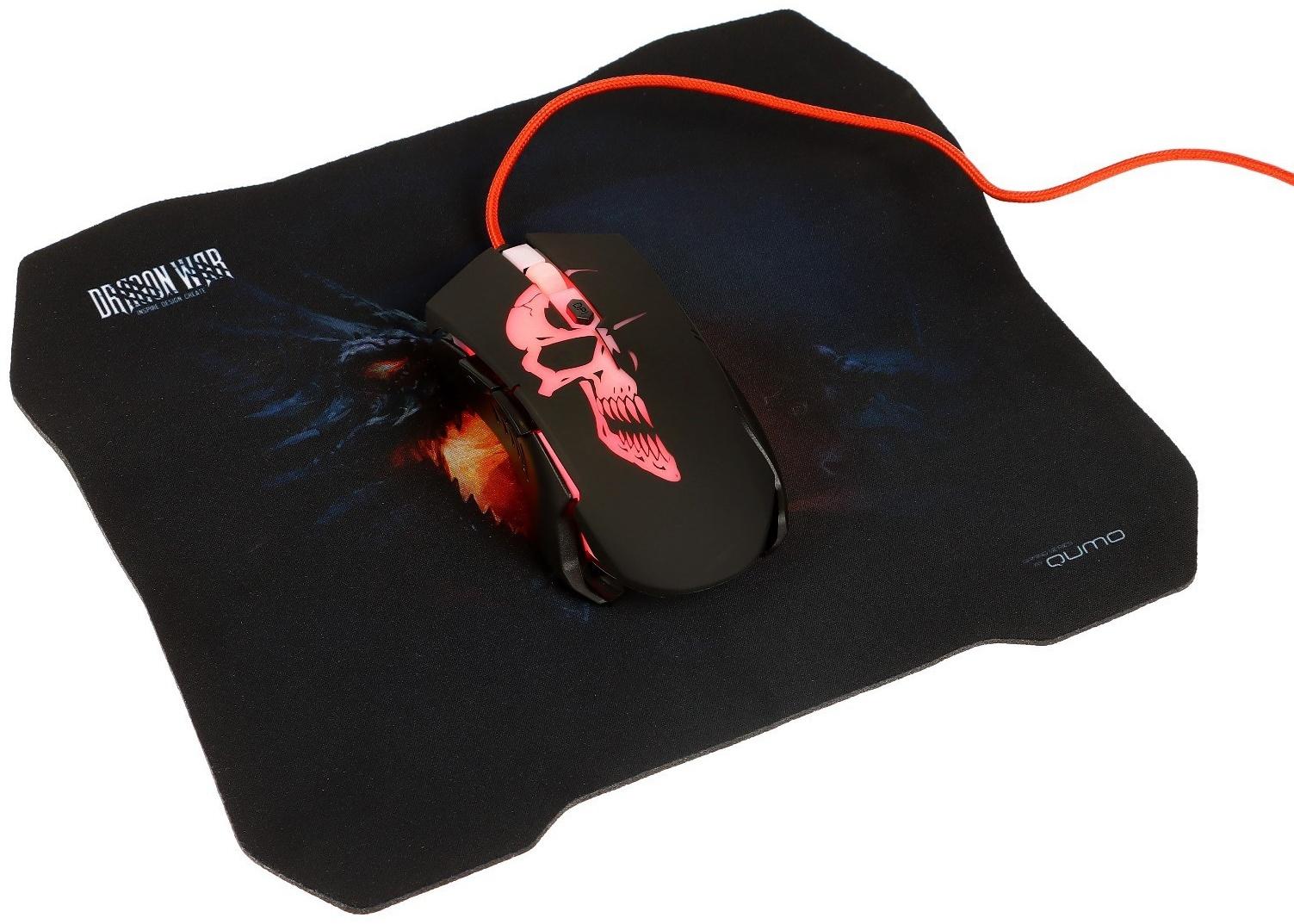 Игровой набор Qumo Axe Strike 3 в 1, клавиатура+мышь+ковер, проводной, 2400 dpi