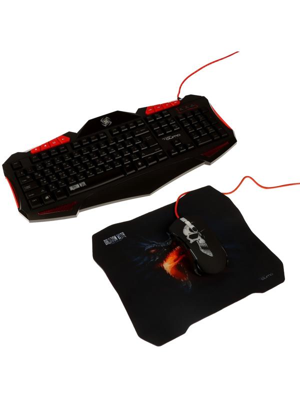 Игровой набор Qumo Axe Strike 3 в 1, клавиатура+мышь+ковер, проводной, 2400 dpi