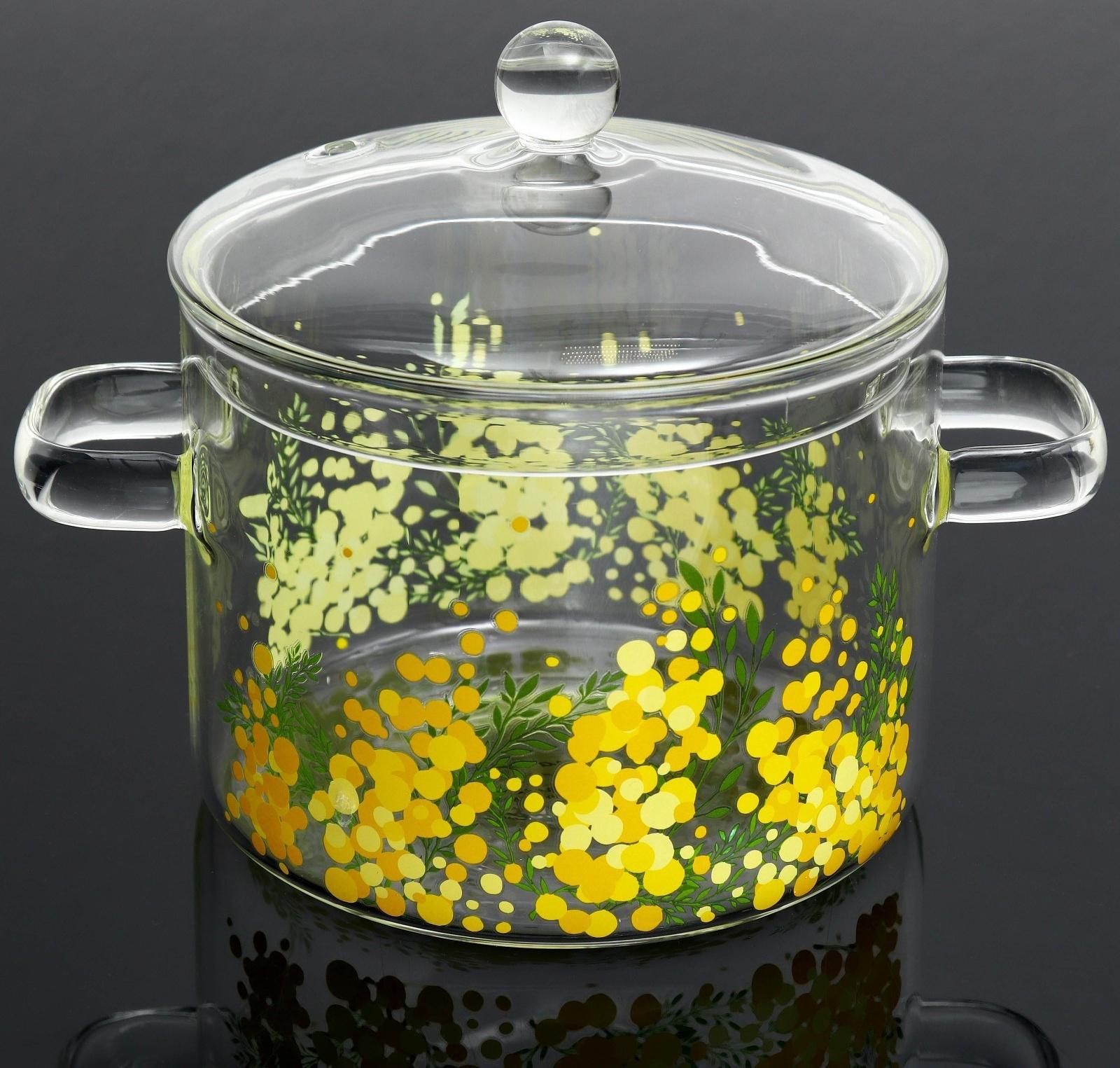 Кастрюля из жаропрочного стекла «Мимоза», 1300 мл
