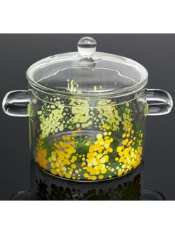 Кастрюля из жаропрочного стекла «Мимоза», 1300 мл