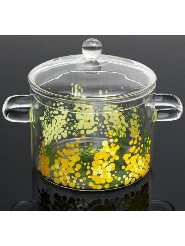 Кастрюля из жаропрочного стекла «Мимоза», 1300 мл