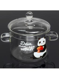Кастрюля из жаропрочного стекла «Дом там, где кормят», 1500 мл