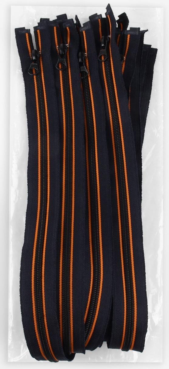 Молния «Спираль», №5, разъёмная, замок автомат, 60 см, цвет оранжевый/чёрный