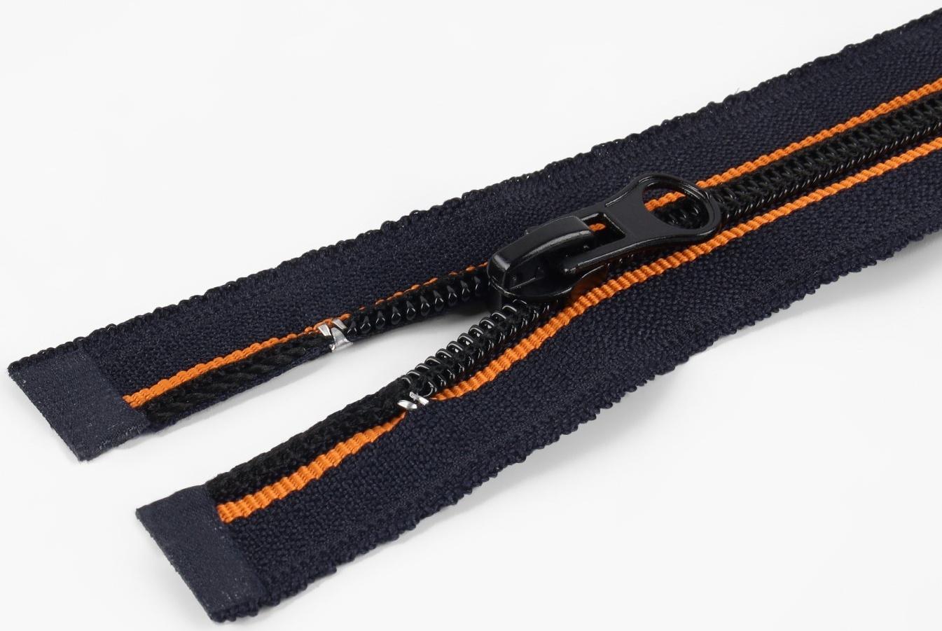 Молния «Спираль», №5, разъёмная, замок автомат, 60 см, цвет оранжевый/чёрный