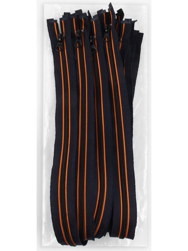 Молния «Спираль», №5, разъёмная, замок автомат, 60 см, цвет оранжевый/чёрный