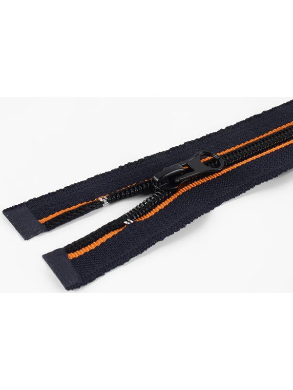 Молния «Спираль», №5, разъёмная, замок автомат, 60 см, цвет оранжевый/чёрный