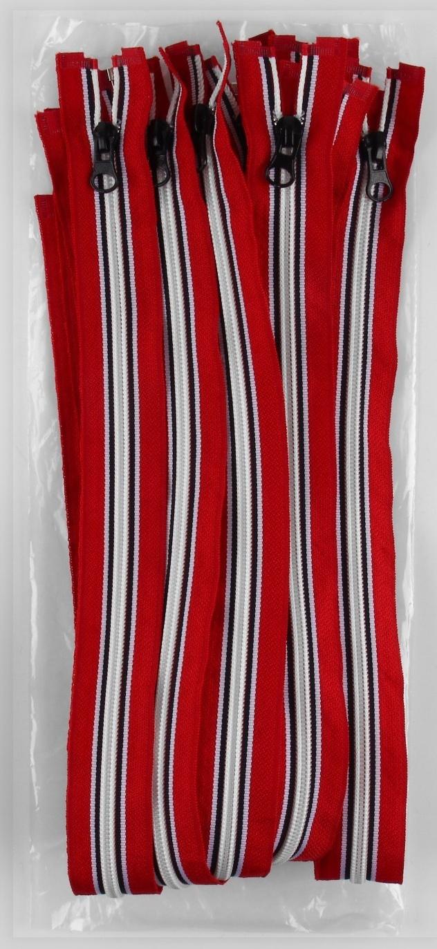 Молния «Спираль», №5, разъёмная, замок автомат, 60 см, цвет красный/белый/чёрный