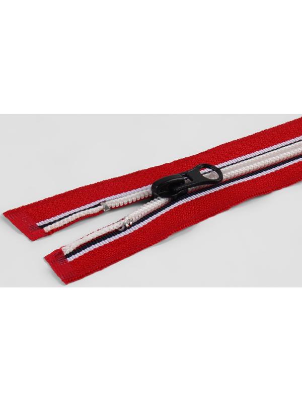 Молния «Спираль», №5, разъёмная, замок автомат, 60 см, цвет красный/белый/чёрный