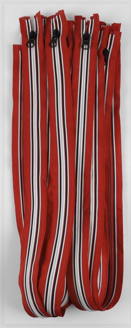 Молния «Спираль», №5, разъёмная, замок автомат, 80 см, цвет красный/белый/чёрный