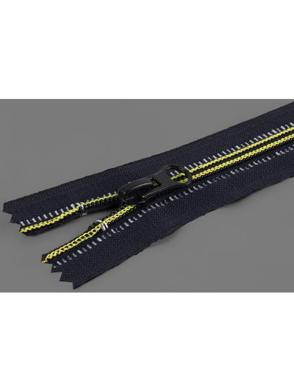 Молния «Спираль», светоотражающая, №5, неразъёмная, замок автомат, 18 см, цвет чёрный/зелёный