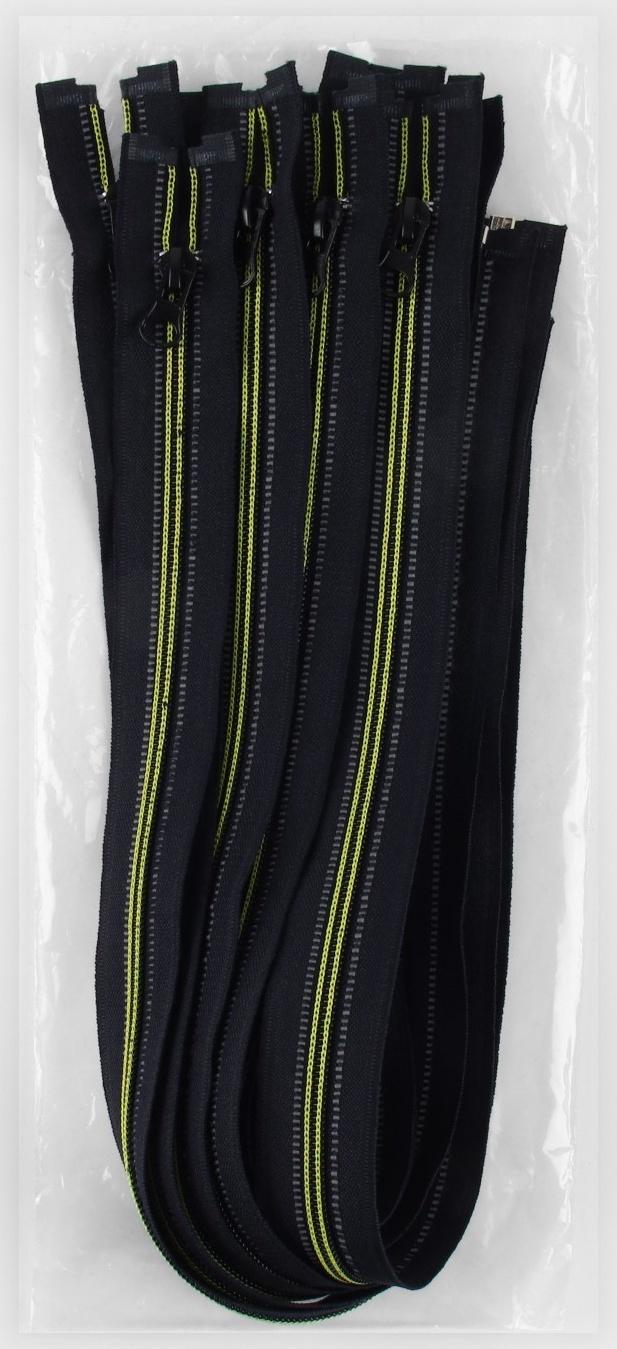 Молния «Спираль», светоотражающая, №5, разъёмная, замок автомат, 60 см, цвет чёрный/зелёный