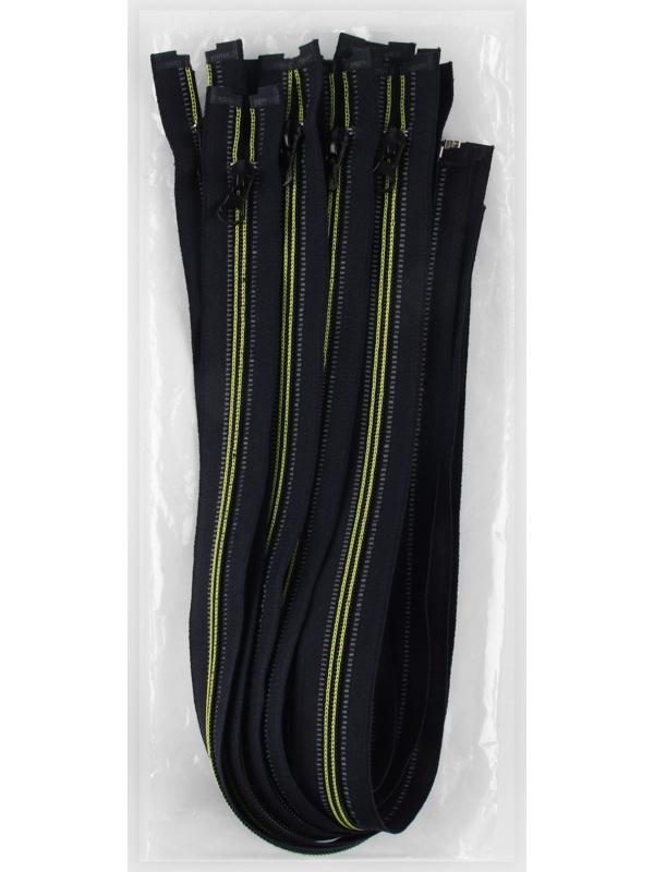 Молния «Спираль», светоотражающая, №5, разъёмная, замок автомат, 60 см, цвет чёрный/зелёный