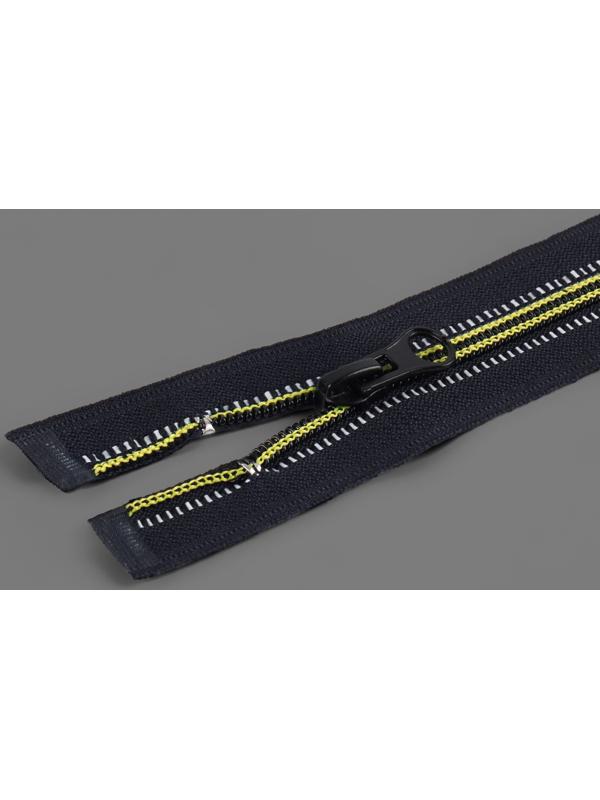 Молния «Спираль», светоотражающая, №5, разъёмная, замок автомат, 60 см, цвет чёрный/зелёный