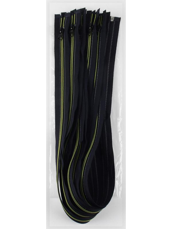 Молния «Спираль», светоотражающая, №5, разъёмная, замок автомат, 80 см, цвет чёрный/зелёный