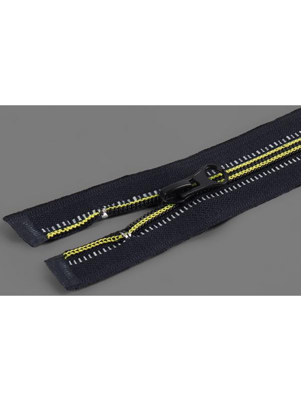 Молния «Спираль», светоотражающая, №5, разъёмная, замок автомат, 80 см, цвет чёрный/зелёный