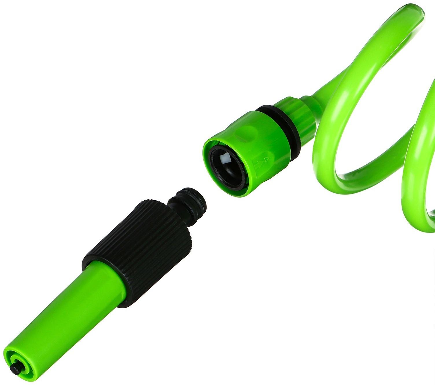 Шланг спиральный, L = 7,5 м, насадка, коннектор 2 шт., штуцер d = 1/2